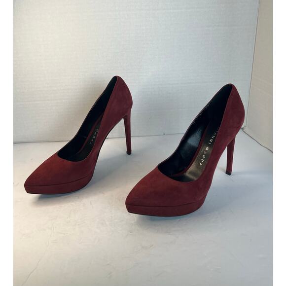 NWT Gianni Marra Burgundy Suede Pointy Toe Platform Stiletto Heel Pump Shoes 9 - Picture 1 of 11